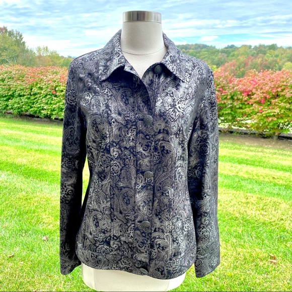 Chicos Jacket Black & Silver Design - Picture 3 of 16